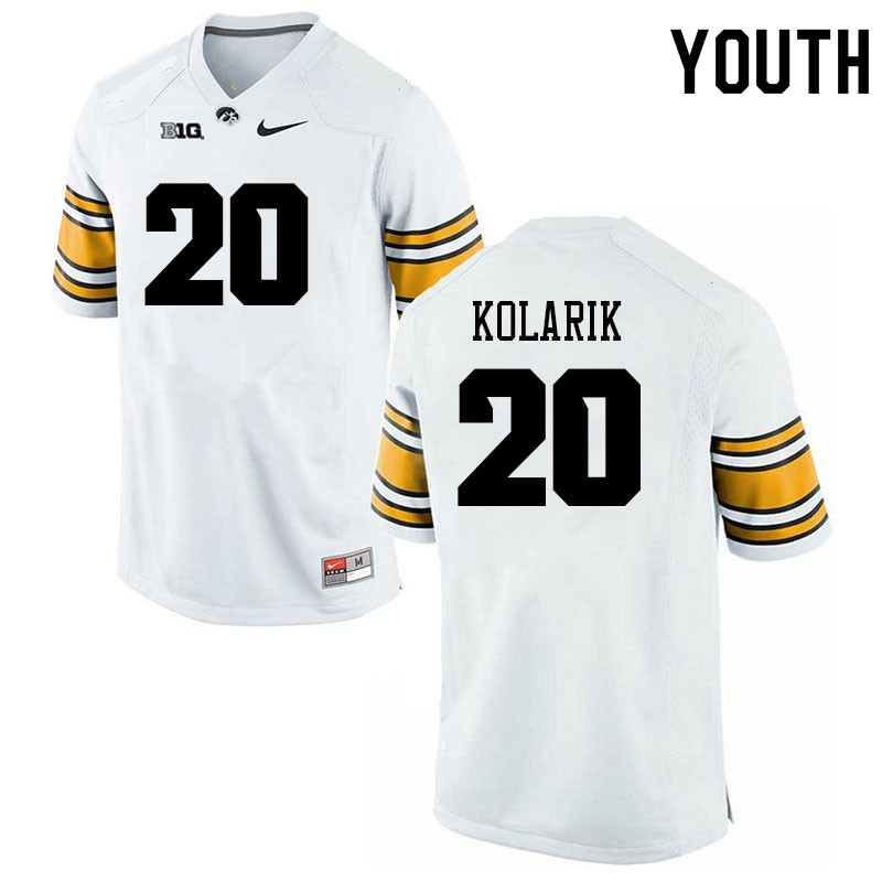 Youth #20 Kael Kolarik Iowa Hawkeyes College Football Alternate Jerseys Sale-White - Click Image to Close